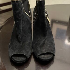 Vince Camuto Black Suede Peep-Toe Boots